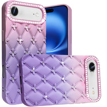 For iPhone Air Case Bling Diamond Pattern Rubber Phone Cover + Tempered Glass