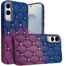 For Samsung S25 Edge Case Bling Diamond Pattern Padded Cover + Tempered Glass