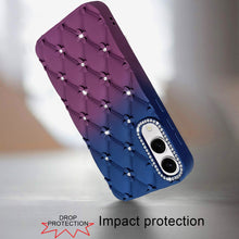 For Samsung S25 Edge Case Bling Diamond Pattern Padded Cover + Tempered Glass
