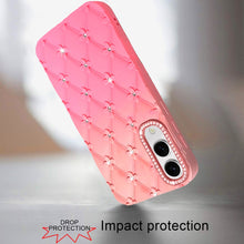 For Samsung S25 Edge Case Bling Diamond Pattern Padded Cover + Tempered Glass