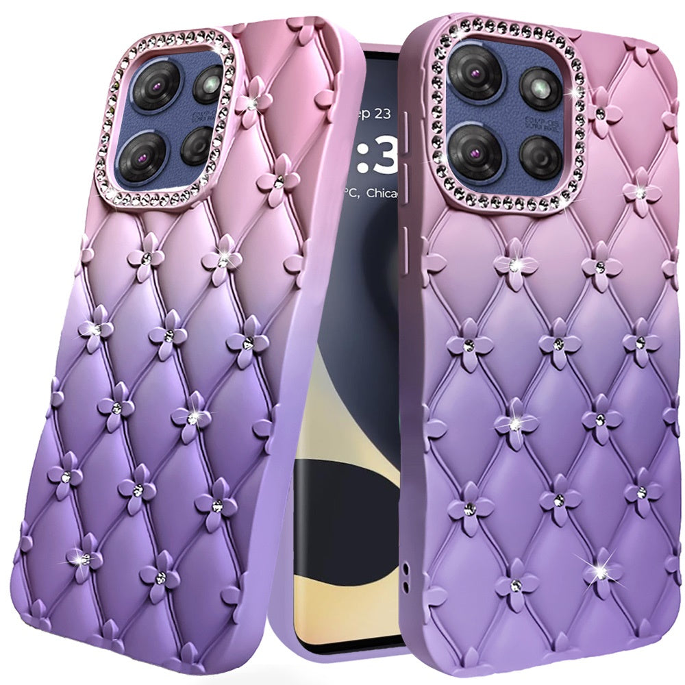 For Motorola Edge 2025 Case Bling Diamond Pattern Padded Design Phone Cover