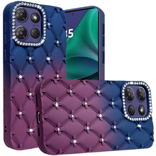 For Moto G Stylus 2025 Case Bling Diamond Pattern Padded Cover + Tempered Glass
