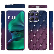For Moto G Stylus 2025 Case Bling Diamond Pattern Padded Cover + Tempered Glass