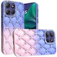 For Moto G Stylus 2025 Case Bling Diamond Pattern Padded Cover + Tempered Glass