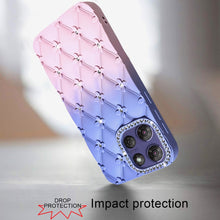 For Moto G Stylus 2025 Case Bling Diamond Pattern Padded Cover + Tempered Glass