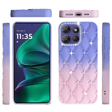 For Moto G Stylus 2025 Case Bling Diamond Pattern Padded Cover + Tempered Glass
