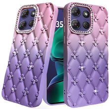 For Moto G Stylus 2025 Case Bling Diamond Pattern Padded Cover + Tempered Glass