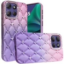 For Moto G Stylus 2025 Case Bling Diamond Pattern Padded Cover + Tempered Glass