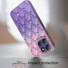 For Moto G Stylus 2025 Case Bling Diamond Pattern Padded Cover + Tempered Glass