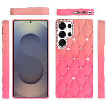 For Samsung S26 Ultra Case Bling Diamond Pattern Padded Cover + Tempered Glass