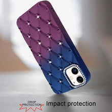 For iPhone 11 6.1 in. Case Bling Diamond Pattern Padded Cover + Tempered Glass