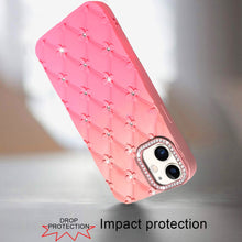 For iPhone 11 6.1 in. Case Bling Diamond Pattern Padded Cover + Tempered Glass