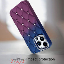 For iPhone 12 Pro Max Case Bling Diamond Pattern Padded Cover + Tempered Glass