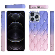 For iPhone 12 Pro Max Case Bling Diamond Pattern Padded Cover + Tempered Glass
