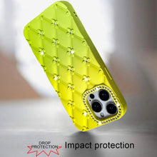 For iPhone 12 Pro Max Case Bling Diamond Pattern Padded Cover + Tempered Glass