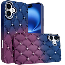 For iPhone 17 Case Bling Diamond Pattern Rubber Phone Cover + Tempered Glass