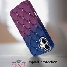 For iPhone 17 Case Bling Diamond Pattern Rubber Phone Cover + Tempered Glass