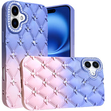 For iPhone 17 Case Bling Diamond Pattern Rubber Phone Cover + Tempered Glass