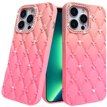 For iPhone 13 Pro Max 6.7 inch Case Bling Diamond Quilted Pattern Phone Cover