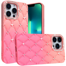For iPhone 13 Pro Max 6.7 inch Case Bling Diamond Quilted Pattern Phone Cover