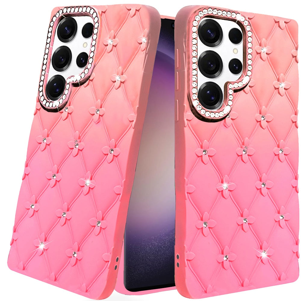 For Samsung S23 Ultra Case Bling Diamond Pattern Thick Rubber Phone Cover