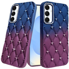For Samsung S25/S24 Case Bling Diamond Quilted Pattern Cover + Tempered Glass