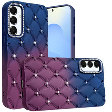 For Samsung S25/S24 Case Bling Diamond Quilted Pattern Cover + Tempered Glass