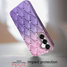 For Samsung S26 6.3" Case Bling Diamond Pattern Padded Cover + Tempered Glass