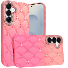 For Samsung S26 6.3" Case Bling Diamond Pattern Padded Cover + Tempered Glass