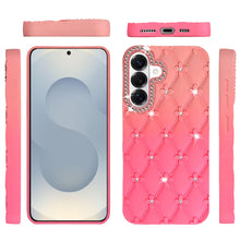 For Samsung S26 6.3" Case Bling Diamond Pattern Padded Cover + Tempered Glass