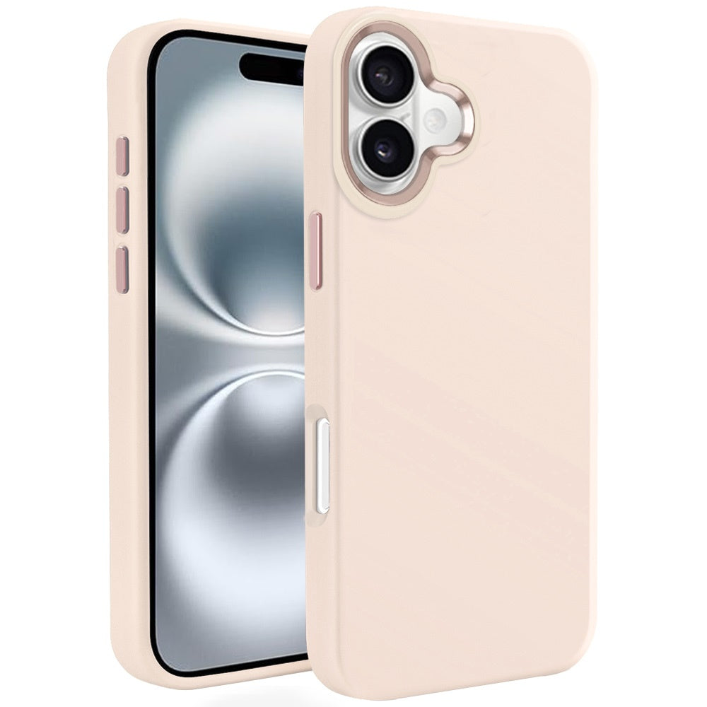 For iPhone 16 6.1inch Case Premium Soft Rubber Silicone Cover + Tempered Glass