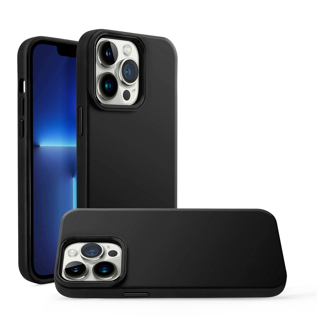For iPhone 12/12 Pro Case Soft Rubberized Silicone Metal Buttons +Tempered Glass