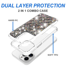 For iPhone 15 Pro Max Case Shimmering Bling Hybrid Cover + 2 Screen Protectors