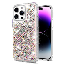 For iPhone 11 6.1 in. Case Dual Layer Shimmering Bling Hybrid + Tempered Glass