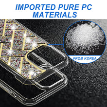 For iPhone 13/14 Case Shimmering Bling Hybrid Phone Cover + Tempered Glass