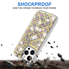 For iPhone 13/14 Case Shimmering Bling Hybrid Phone Cover + Tempered Glass