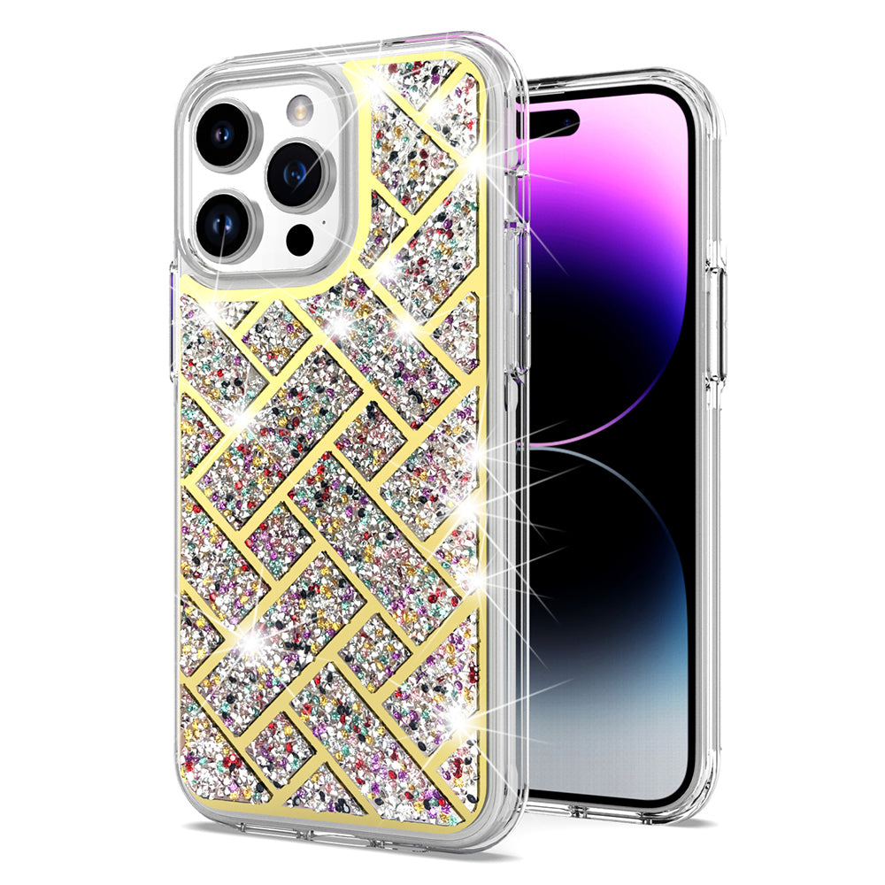 For iPhone 15 Case Shimmering Bling Fashion Phone Cover + 2 Tempered Glass