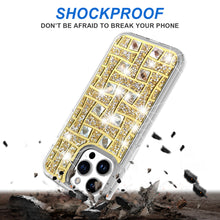 For iPhone 13/14 Case Shimmering Bling Hybrid Phone Cover + Tempered Glass