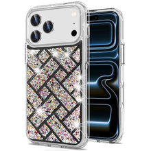 For iPhone 17 Pro Max Case Shimmering Bling Hybrid Phone Cover + Tempered Glass