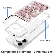 For iPhone 17 Pro Max Case Shimmering Bling Hybrid Phone Cover + Tempered Glass