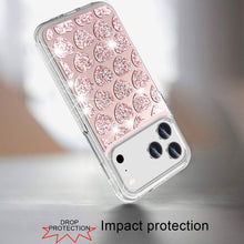 For iPhone 17 Pro Max Case Shimmering Bling Hybrid Phone Cover + Tempered Glass