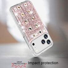For iPhone 17 Pro Max Case Shimmering Bling Hybrid Phone Cover + Tempered Glass