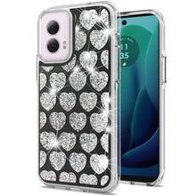 For Moto G 5G (2024) Case Dual Layer Shimmering Bling Hybrid + Tempered Glass