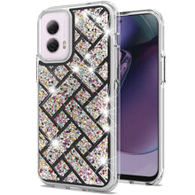 For Moto G Stylus 5G 2024 Case Dual Layer Shimmer Bling Hybrid + Tempered Glass