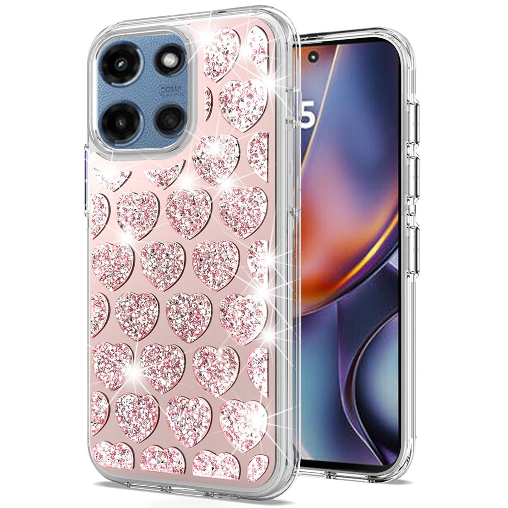 For Moto G 2025 Case Cute Shimmering Bling Hybrid Phone Cover + Tempered Glass
