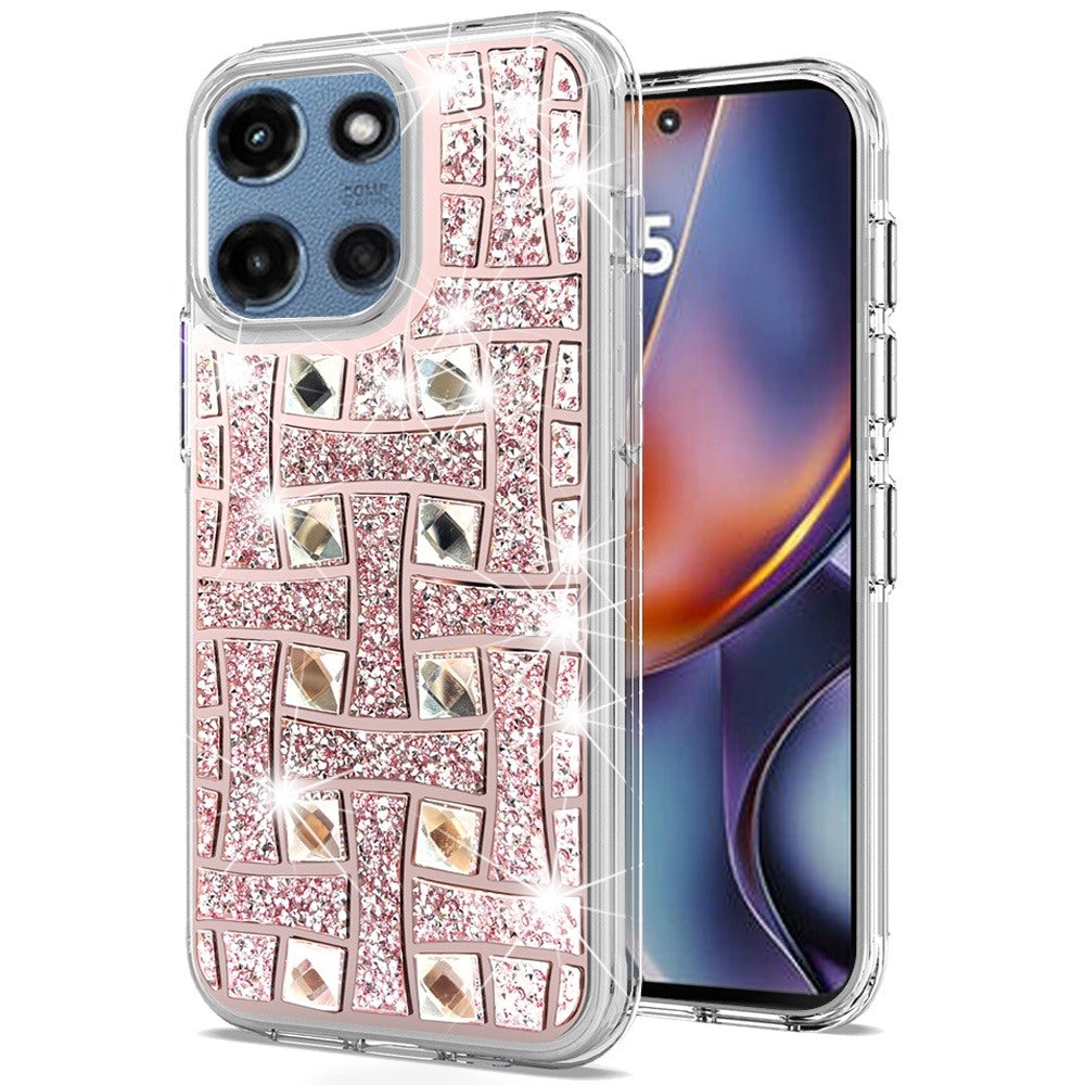 For Moto G 2025 Case Cute Shimmering Bling Hybrid Phone Cover + Tempered Glass
