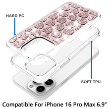 For iPhone 16 PRO MAX Case Shimmering Bling Hybrid Phone Cover + Tempered Glass