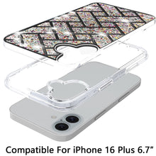 For iPhone 16 Plus 6.7in Case Shimmer Bling Hybrid Phone Cover + Tempered Glass