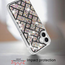 For iPhone 16 Plus 6.7in Case Shimmer Bling Hybrid Phone Cover + Tempered Glass