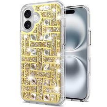 For iPhone 16 Plus 6.7in Case Shimmer Bling Hybrid Phone Cover + Tempered Glass